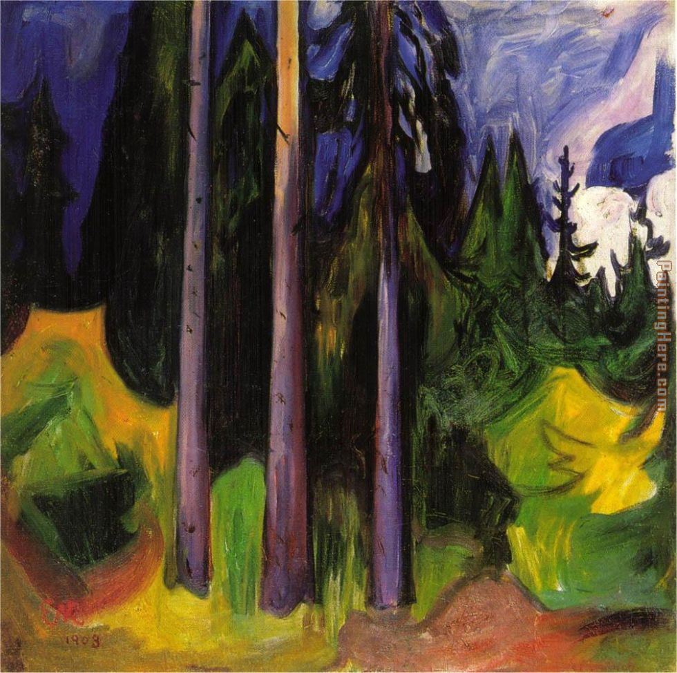 Forest painting - Edvard Munch Forest art painting